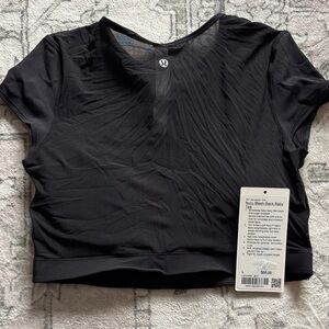 NEW lululemon athletica Black Nulu Mesh-Back Cropped Tee